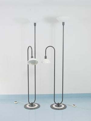 2 Postmodern 1980s Memphis Style Uplighter Floor Lamps, Torchiere, Italy, 1980s