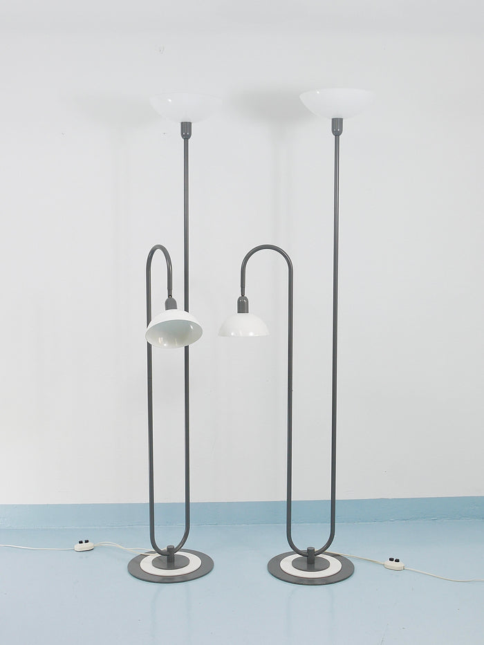 2 Postmodern 1980s Memphis Style Uplighter Floor Lamps, Torchiere, Italy, 1980s