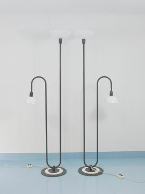 2 Postmodern 1980s Memphis Style Uplighter Floor Lamps, Torchiere, Italy, 1980s
