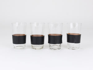 Carl Auböck Martini Set Black Leather Pitcher & Glasses, Austria, 1950s