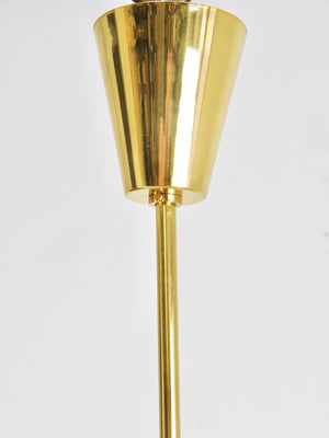 Grand lustre panier courbé J.T. Kalmar, laiton et verre texturé, Vienne, 1950