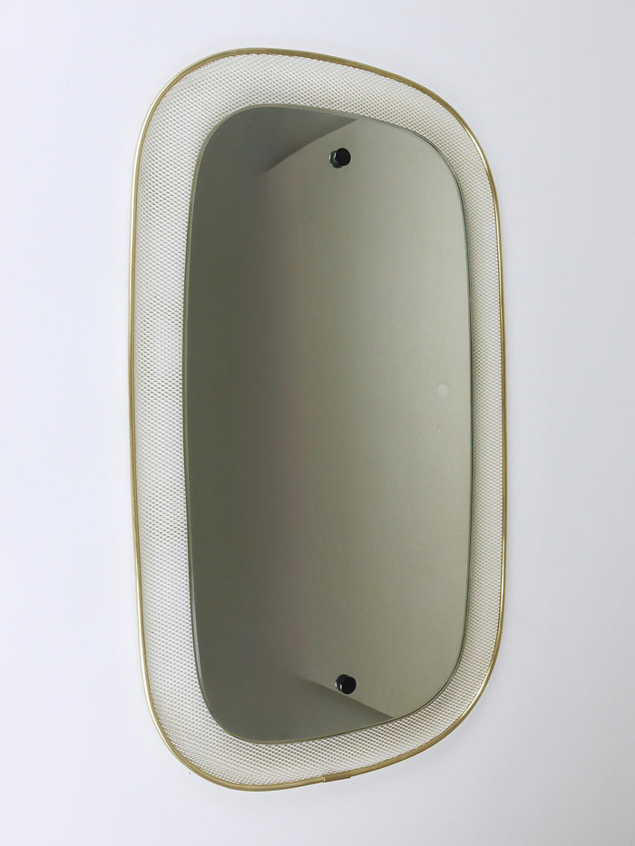 Espejo de pared Mid-Century Vereinigte Werkstätten, metal Rigitulle y latón, Alemania