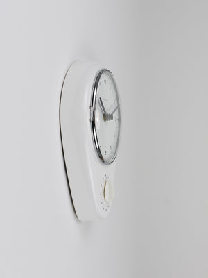 Max Bill White Wall Clock & Timer Mid-Century Modern, Junghans Germany, 1950s