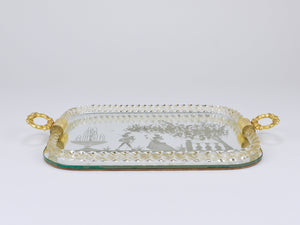 Ercole Barovier Swirl Murano Glass Mirror Serving Tray, Venice, 1940s