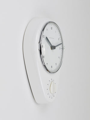 Max Bill White Wall Clock & Timer Mid-Century Modern, Junghans Germany, 1950s