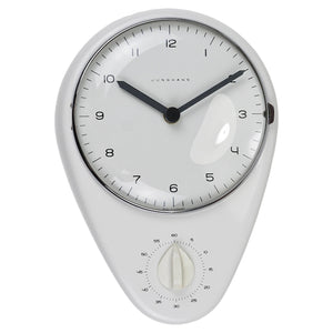 Max Bill White Wall Clock & Timer Mid-Century Modern, Junghans Germany, 1950s