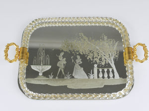 Ercole Barovier Swirl Murano Glass Mirror Serving Tray, Venice, 1940s