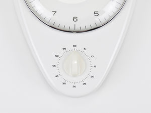 Max Bill White Wall Clock & Timer Mid-Century Modern, Junghans Germany, 1950s