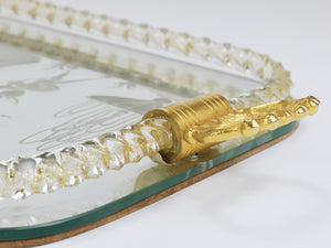 Ercole Barovier Swirl Murano Glass Mirror Serving Tray, Venice, 1940s