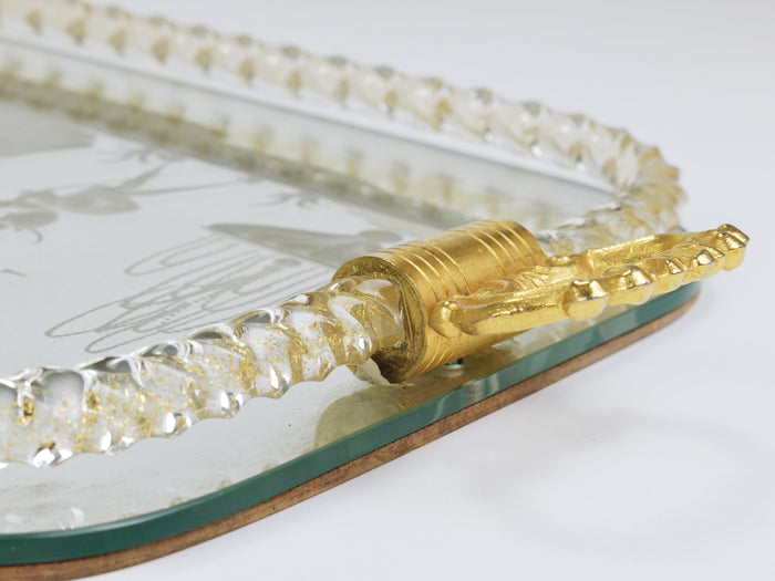 Ercole Barovier Swirl Murano Glass Mirror Serving Tray, Venice, 1940s