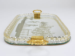 Ercole Barovier Swirl Murano Glass Mirror Serving Tray, Venice, 1940s