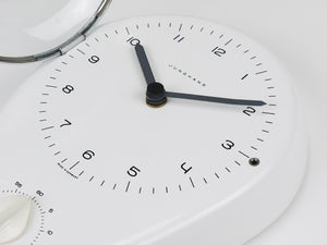 Max Bill White Wall Clock & Timer Mid-Century Modern, Junghans Germany, 1950s