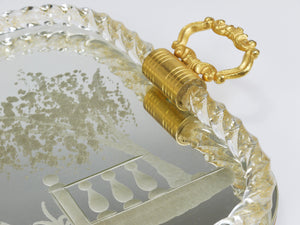 Ercole Barovier Swirl Murano Glass Mirror Serving Tray, Venice, 1940s