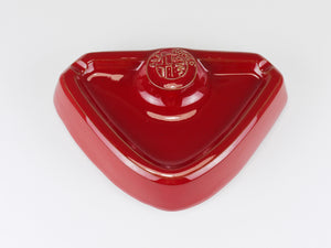 Alfa Romeo Red Ceramic Ashtray, Relief Logo, CNF Nicola Fasano, Italy, 1970s