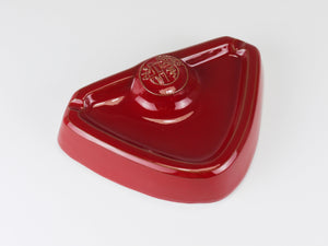 Alfa Romeo Red Ceramic Ashtray, Relief Logo, CNF Nicola Fasano, Italy, 1970s