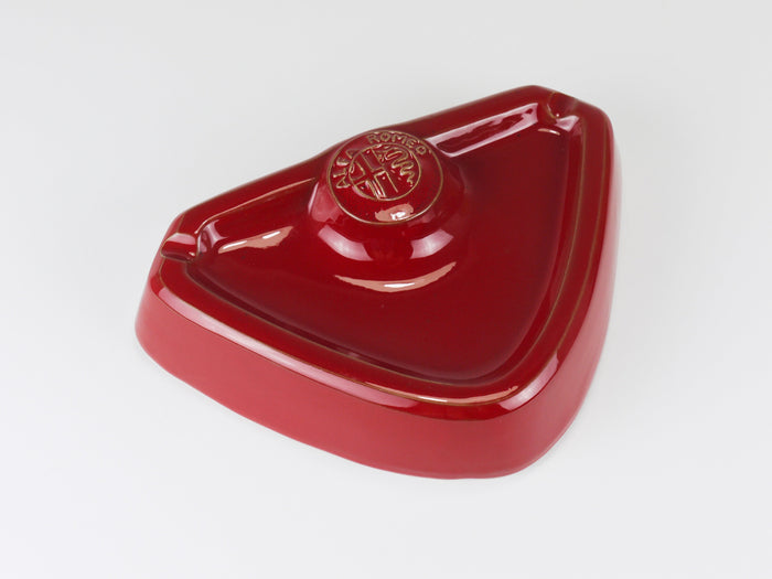 Alfa Romeo Red Ceramic Ashtray, Relief Logo, CNF Nicola Fasano, Italy, 1970s