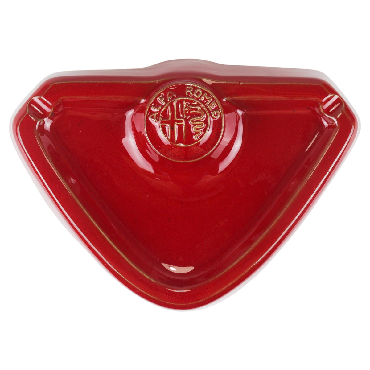 Alfa Romeo Red Ceramic Ashtray, Relief Logo, CNF Nicola Fasano, Italy, 1970s