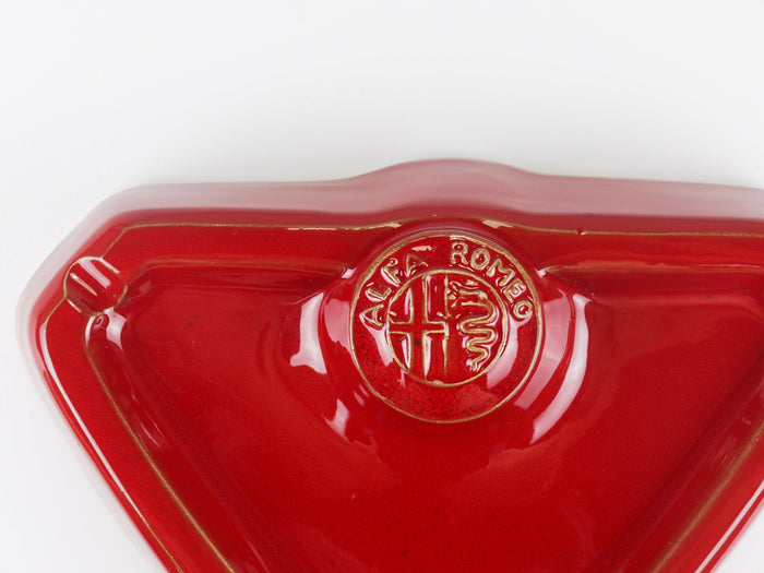 Alfa Romeo Red Ceramic Ashtray, Relief Logo, CNF Nicola Fasano, Italy, 1970s