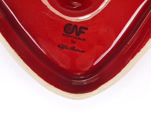 Alfa Romeo Red Ceramic Ashtray, Relief Logo, CNF Nicola Fasano, Italy, 1970s
