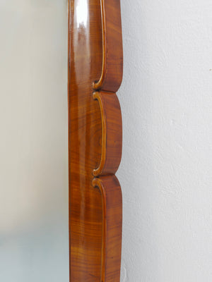 Large 59" Biedermeier Carved & Scalloped Cherry Wood Wall Mirror, Vienna, 1850