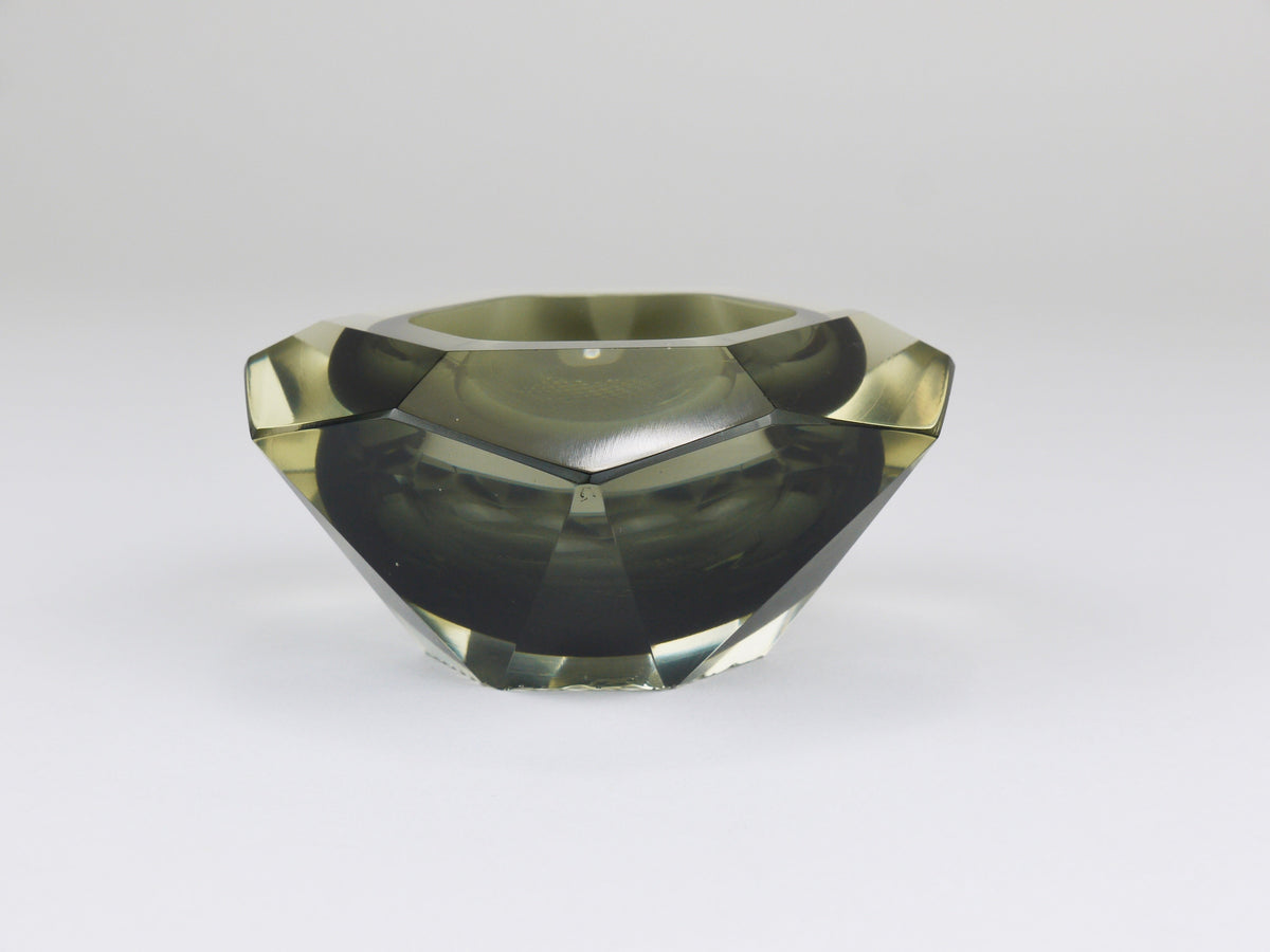 Coupe à caviar Mandruzzato sommerso à facettes en forme de diamant, verre de Murano, Italie, années 1960