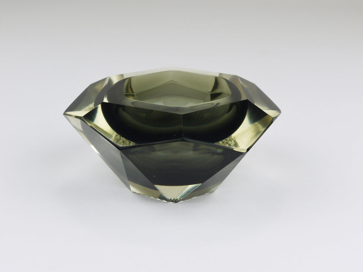 Coupe à caviar Mandruzzato sommerso à facettes en forme de diamant, verre de Murano, Italie, années 1960