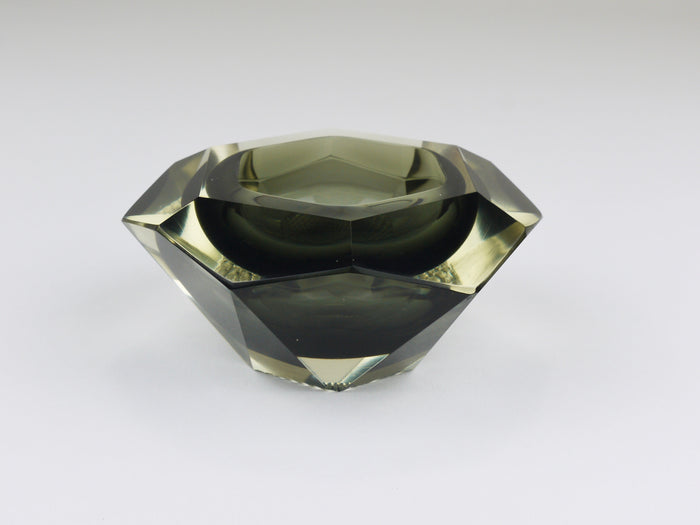Mandruzzato Sommerso Faceted Diamond Caviar Bowl, Murano Glass, Italy, 1960s