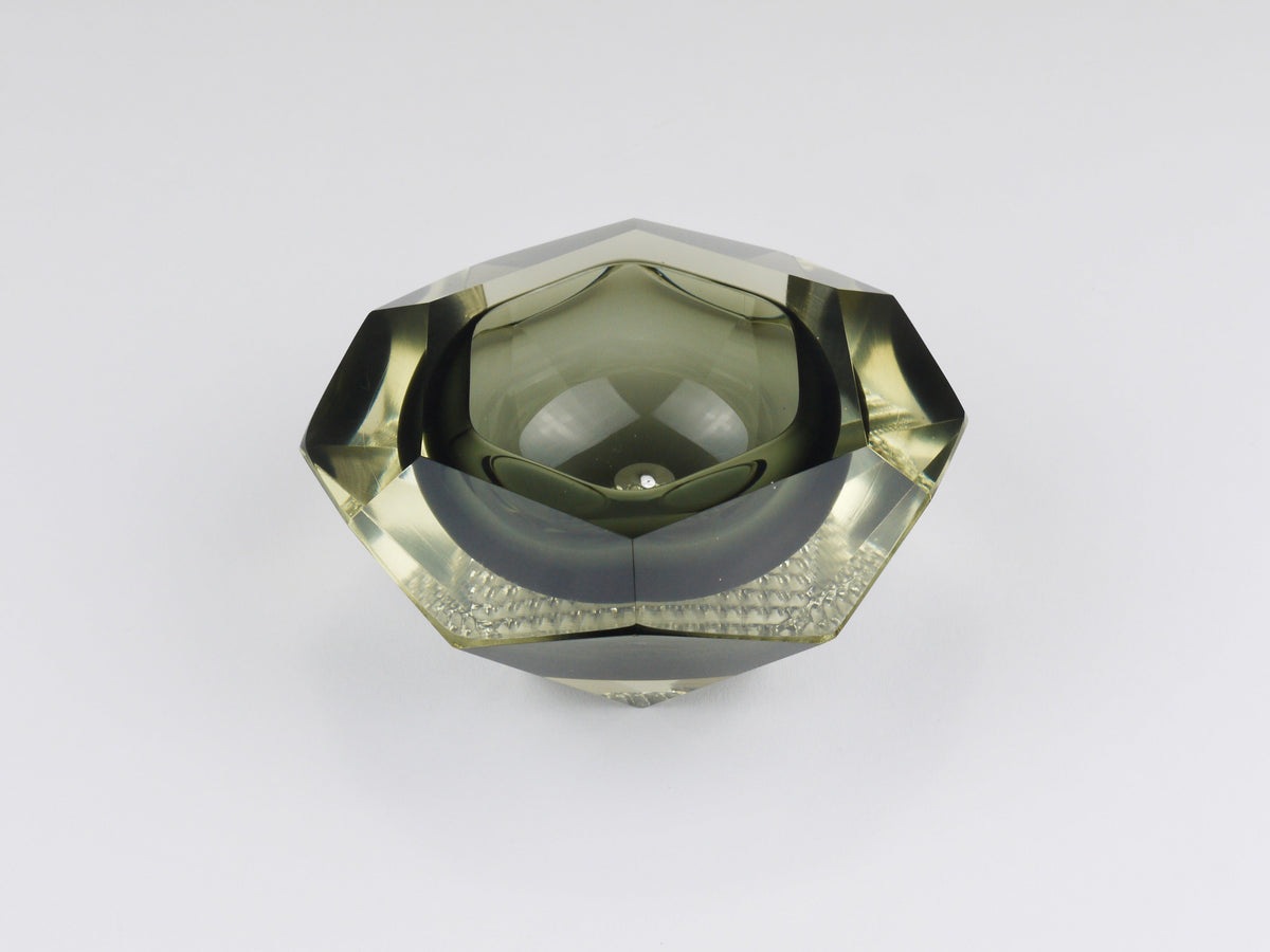 Coupe à caviar Mandruzzato sommerso à facettes en forme de diamant, verre de Murano, Italie, années 1960