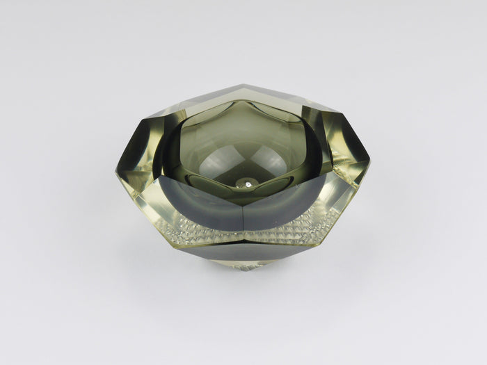 Mandruzzato Sommerso Faceted Diamond Caviar Bowl, Murano Glass, Italy, 1960s
