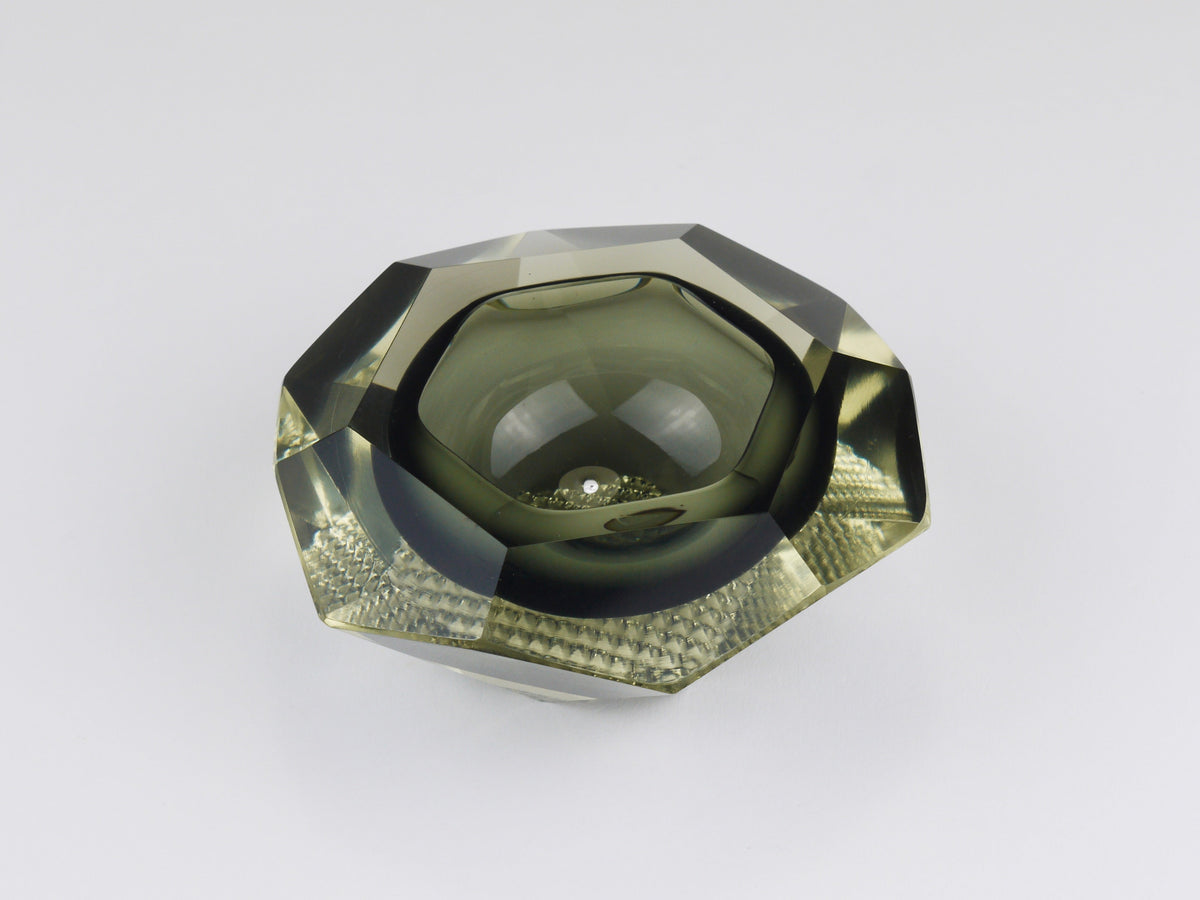Coupe à caviar Mandruzzato sommerso à facettes en forme de diamant, verre de Murano, Italie, années 1960