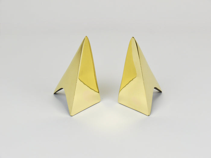 Pair Carl Auböck Minimalist Rocket Brass Bookends #3846, Vienna, Austria