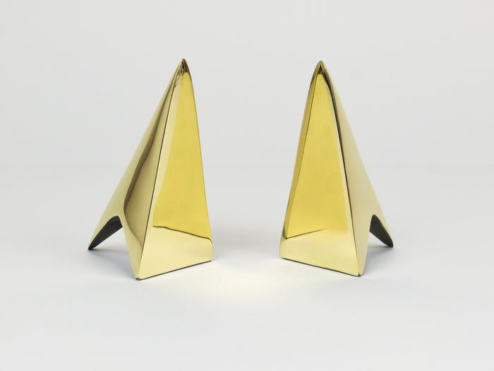 Pair Carl Auböck Minimalist Rocket Brass Bookends #3846, Vienna, Austria