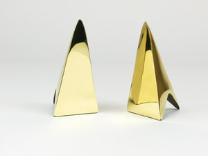 Pair Carl Auböck Minimalist Rocket Brass Bookends #3846, Vienna, Austria