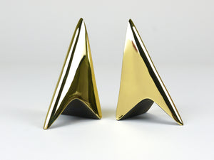 Pair Carl Auböck Minimalist Rocket Brass Bookends #3846, Vienna, Austria