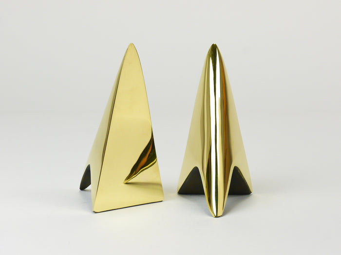 Pair Carl Auböck Minimalist Rocket Brass Bookends #3846, Vienna, Austria