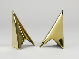 Pair Carl Auböck Minimalist Rocket Brass Bookends #3846, Vienna, Austria