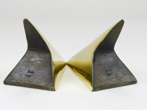 Pair Carl Auböck Minimalist Rocket Brass Bookends #3846, Vienna, Austria