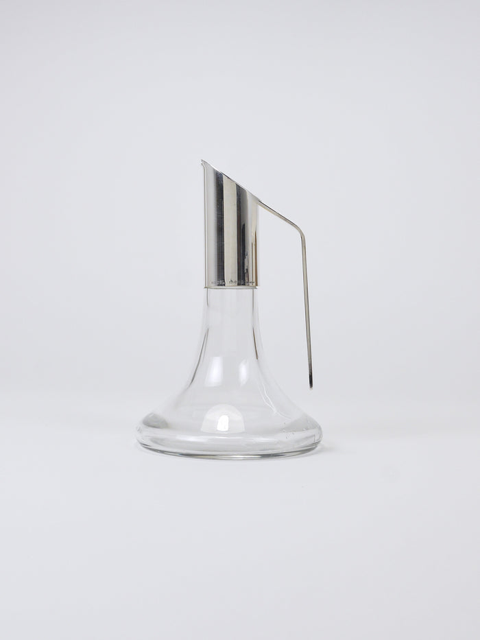 Riedel Mesa Elegant Silver & Crystal Carafe, Decanter, Pitcher, Italy, 1980s