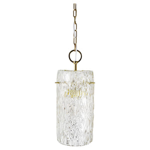 Suspension Mid-Century J.T. Kalmar Vienna en laiton et tube de verre texturé, Autriche