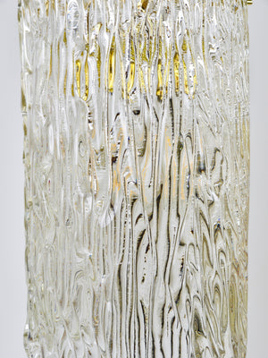 Suspension Mid-Century J.T. Kalmar Vienna en laiton et tube de verre texturé, Autriche
