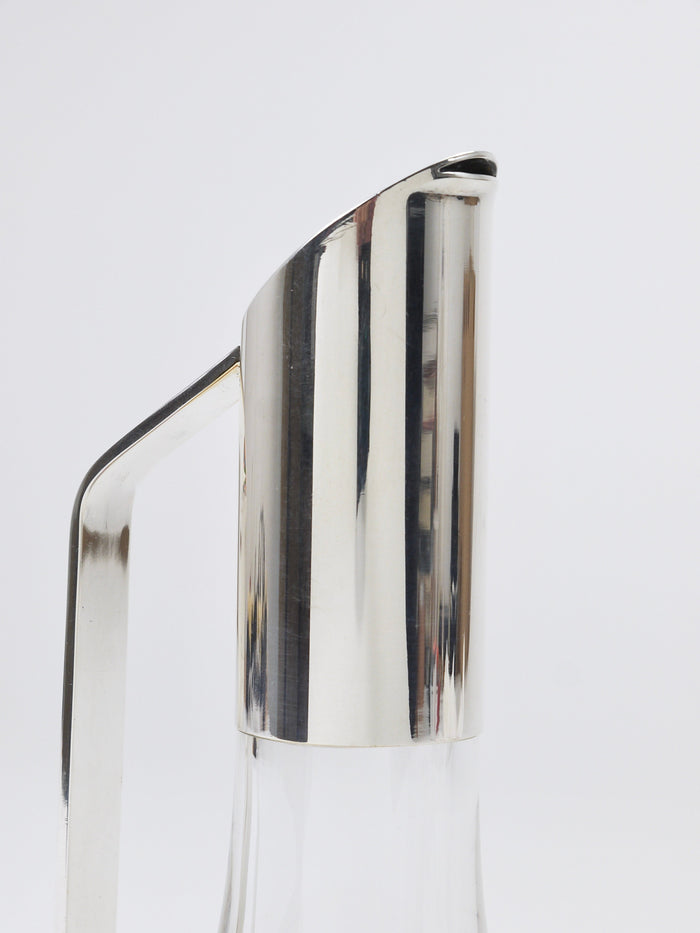 Riedel Mesa Elegant Silver & Crystal Carafe, Decanter, Pitcher, Italy, 1980s