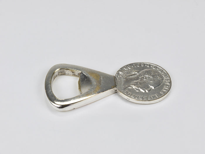 Carl Auböck Silvered Brass Bottle Opener, Habsburg 2 Florin Coin, Austria 1950