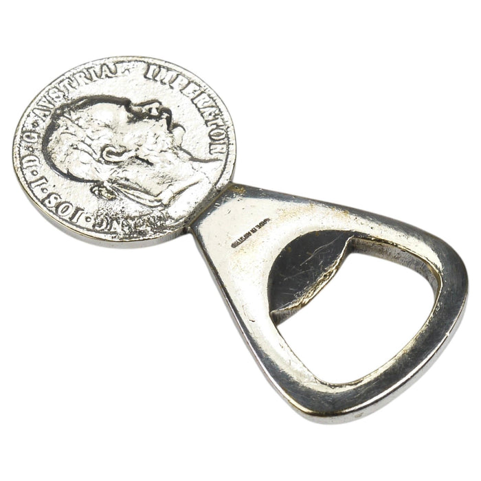Carl Auböck Silvered Brass Bottle Opener, Habsburg 2 Florin Coin, Austria 1950