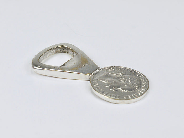 Carl Auböck Silvered Brass Bottle Opener, Habsburg 2 Florin Coin, Austria 1950