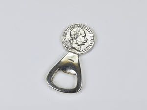 Décapsuleur Carl Auböck en laiton argenté, pièce Habsburg de 2 florins, Autriche 1950