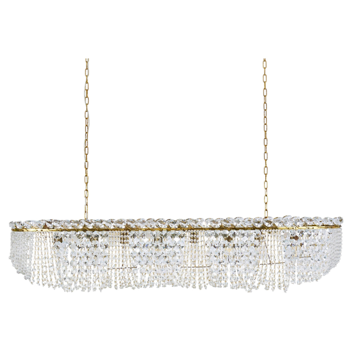 J.T. Kalmar Zeppelin crystal and brass chandelier, Vienna, 1950s