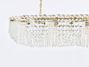 Lámpara de araña zepelín de 58" de cristal y latón J.T. Kalmar Josef Frank, Viena, años 50