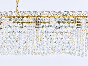 Lámpara de araña zepelín de 58" de cristal y latón J.T. Kalmar Josef Frank, Viena, años 50
