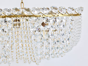 Lámpara de araña zepelín de 58" de cristal y latón J.T. Kalmar Josef Frank, Viena, años 50