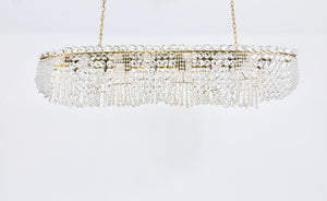 Lámpara de araña zepelín de 58" de cristal y latón J.T. Kalmar Josef Frank, Viena, años 50